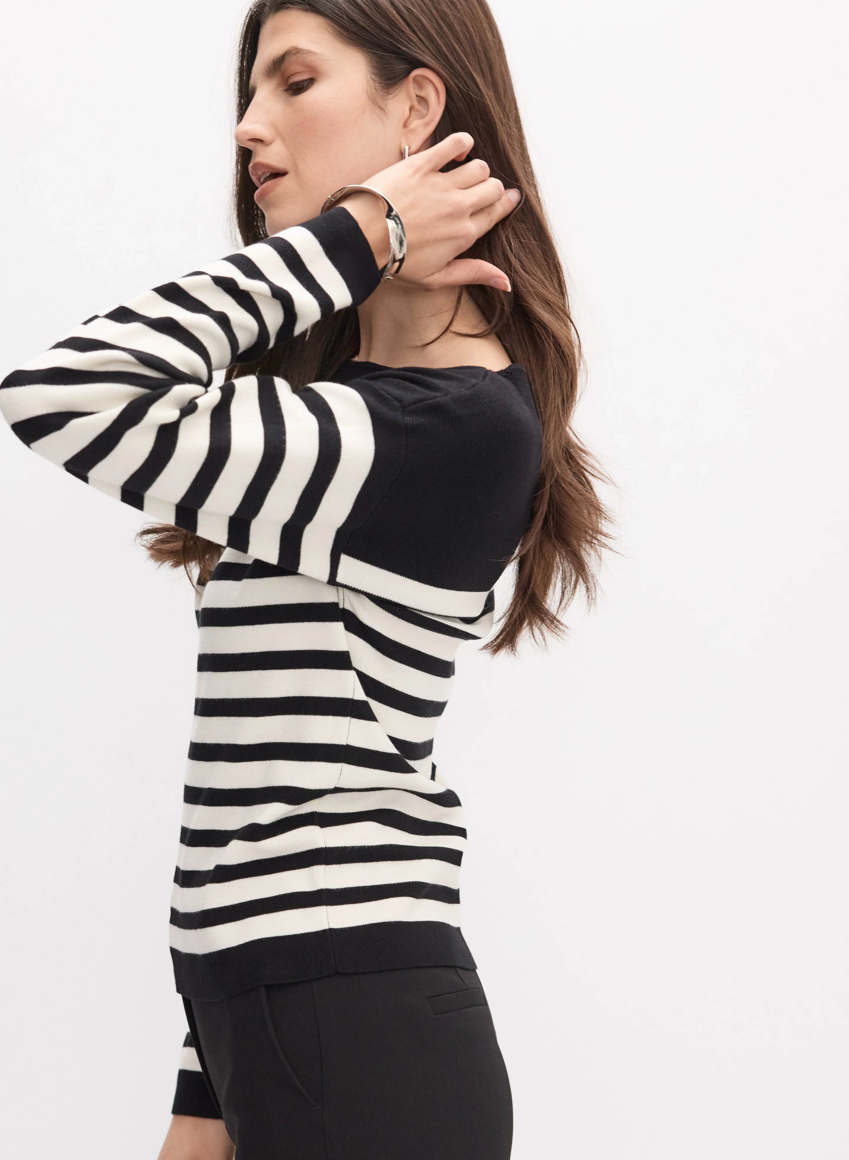 Stripe Boat Neck Sweater - Image 5