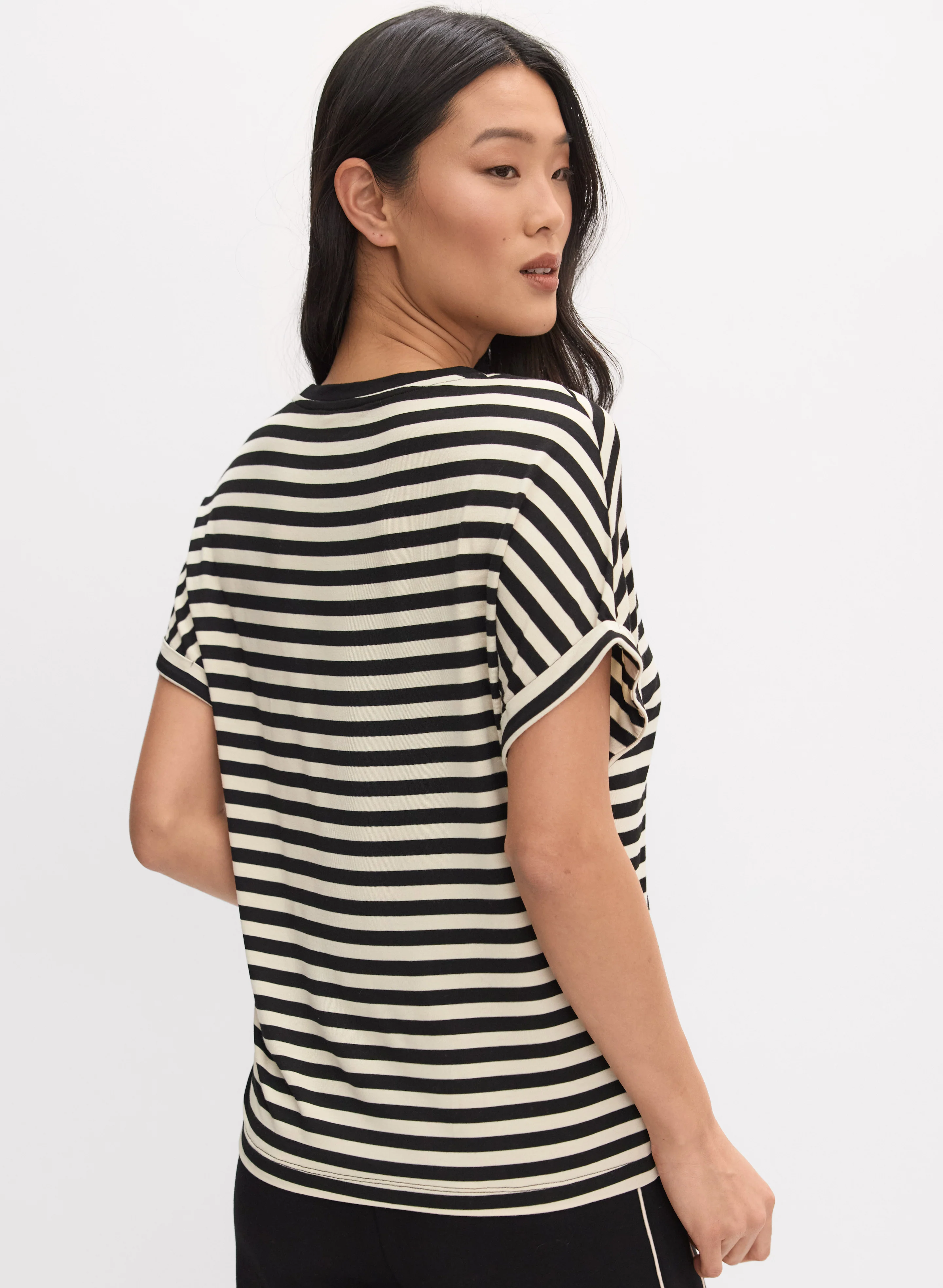 Stripe Embroidered Script T-Shirt - Image 4