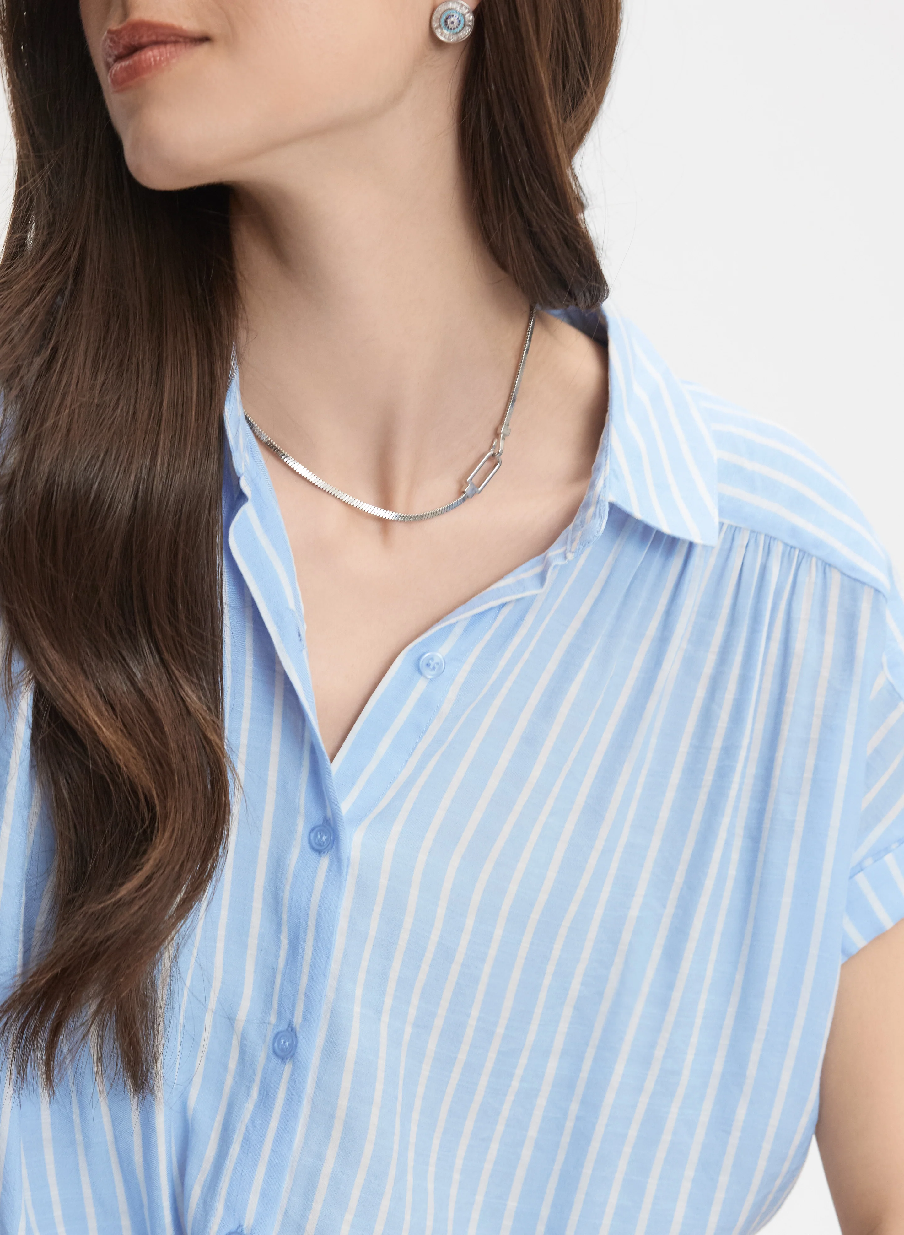 Striped Cap Sleeve Blouse - Image 2