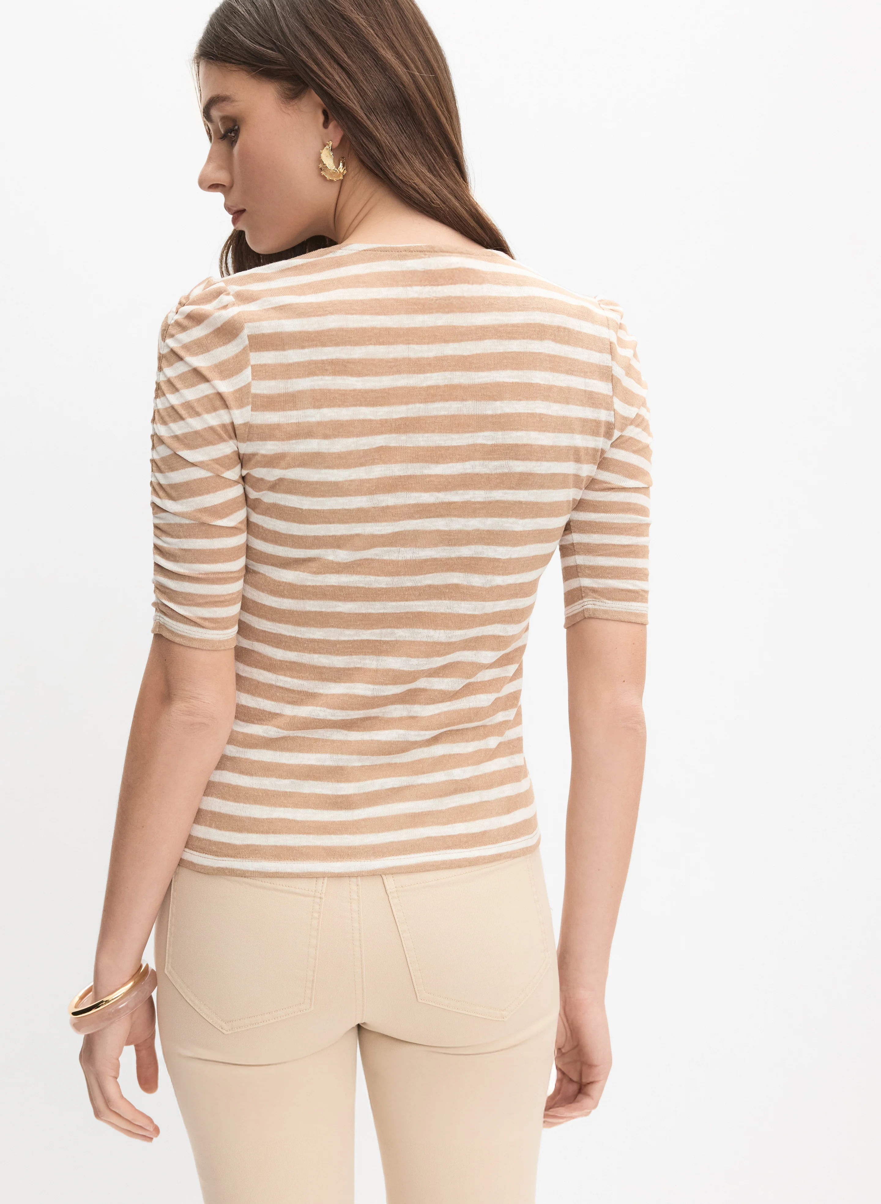 Striped Elbow Sleeve Top - Image 4