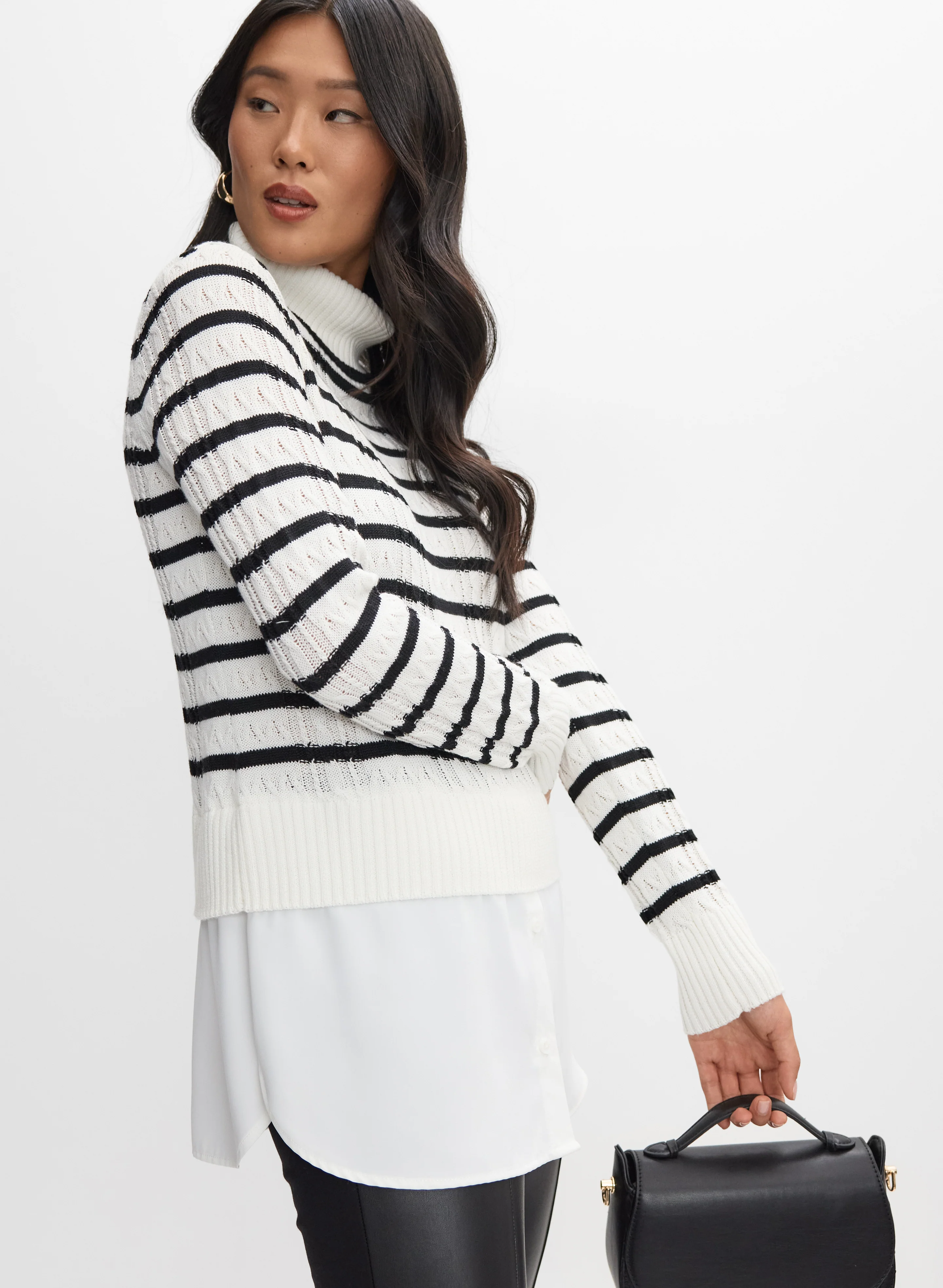 Striped Illusion Layered Sweater - Image 5