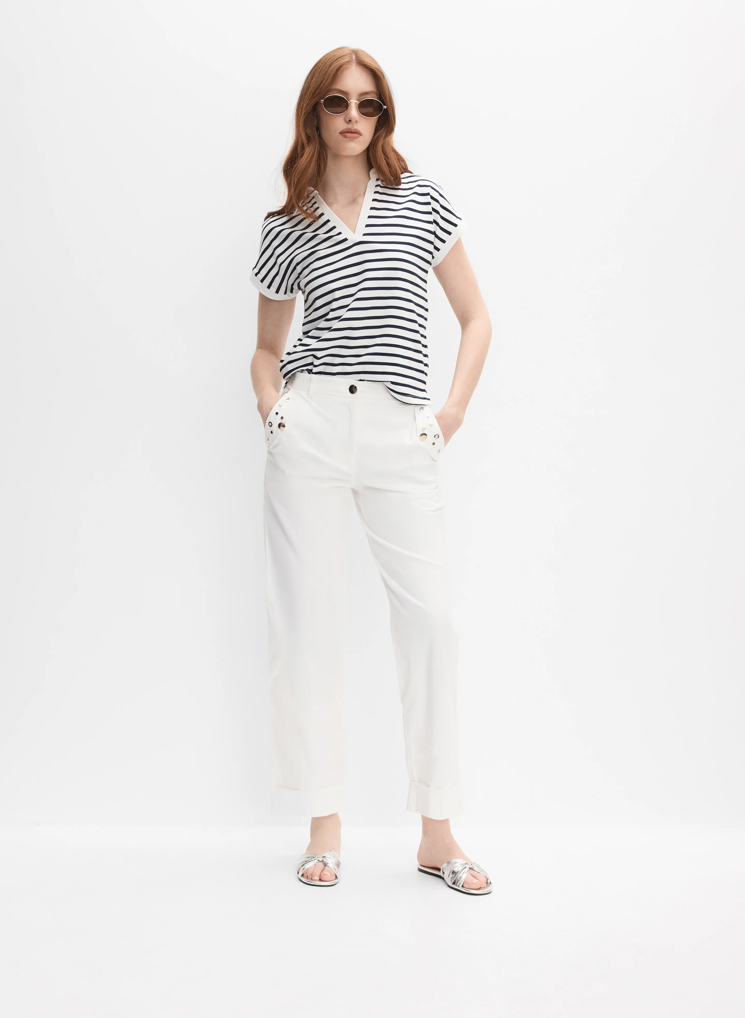 Striped Polo-Neck T-Shirt - Image 3