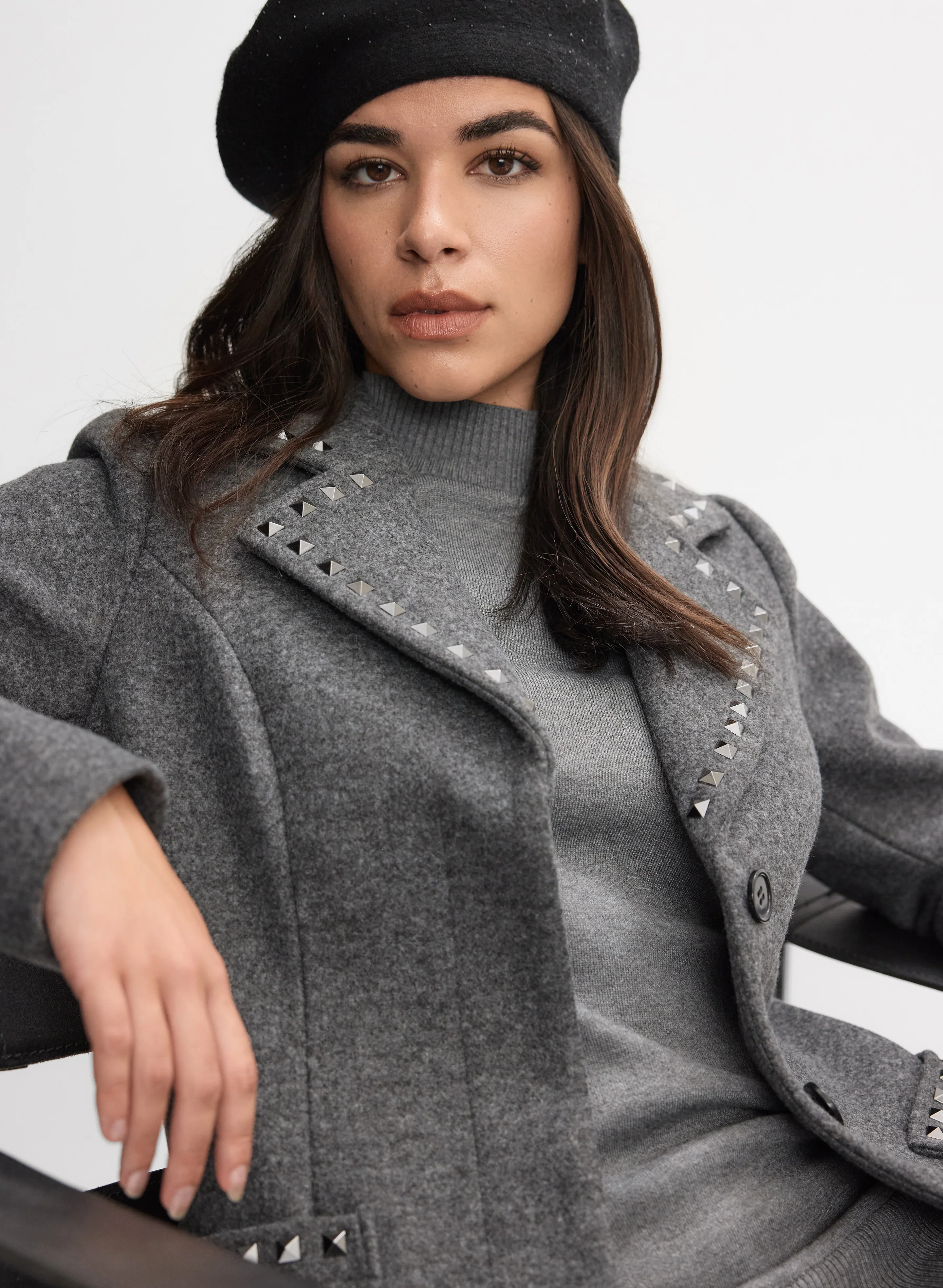 Studded Stretch Wool-Blend Coat - Image 3