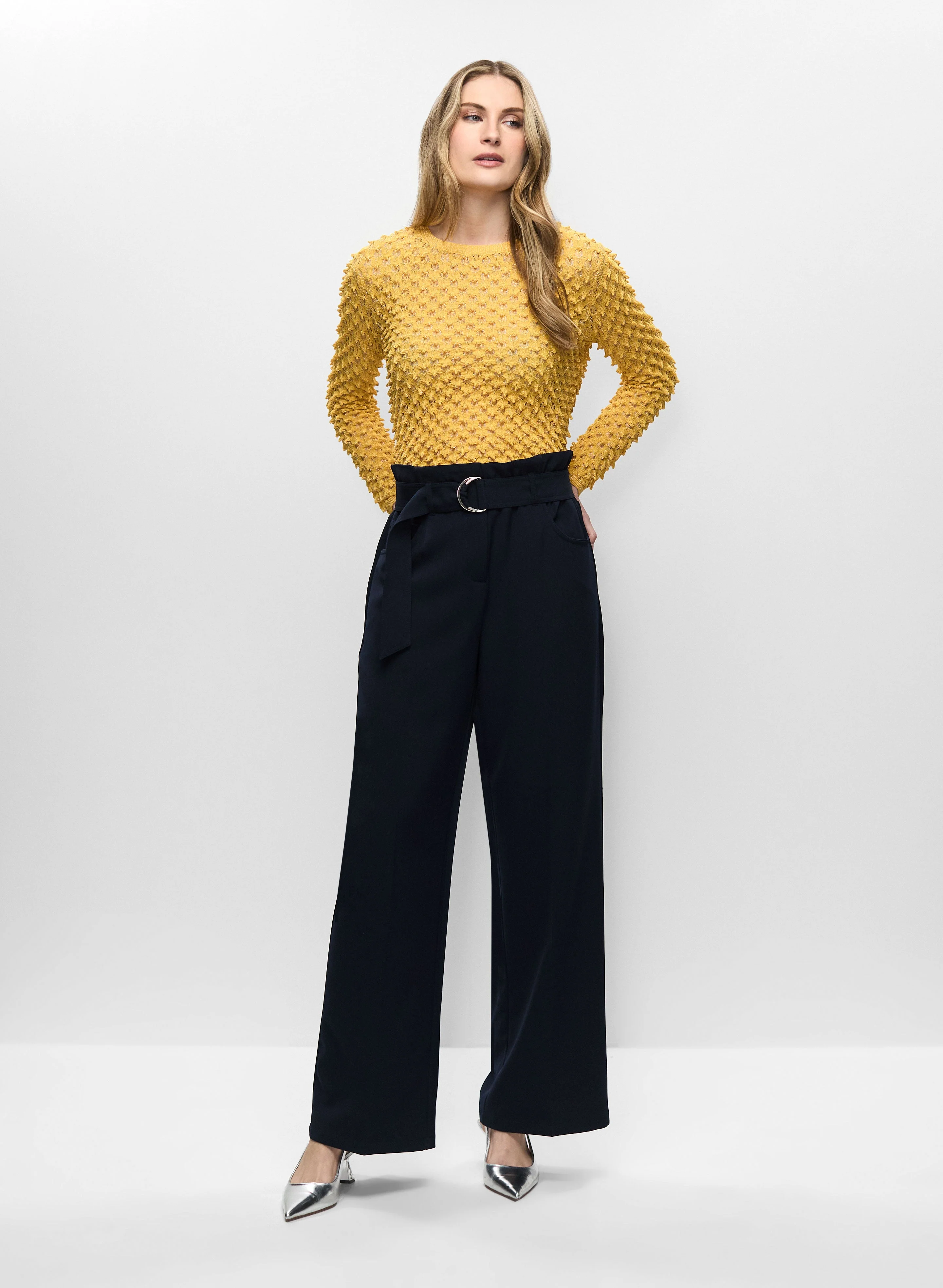 Textured Knit & Wide Leg Pants