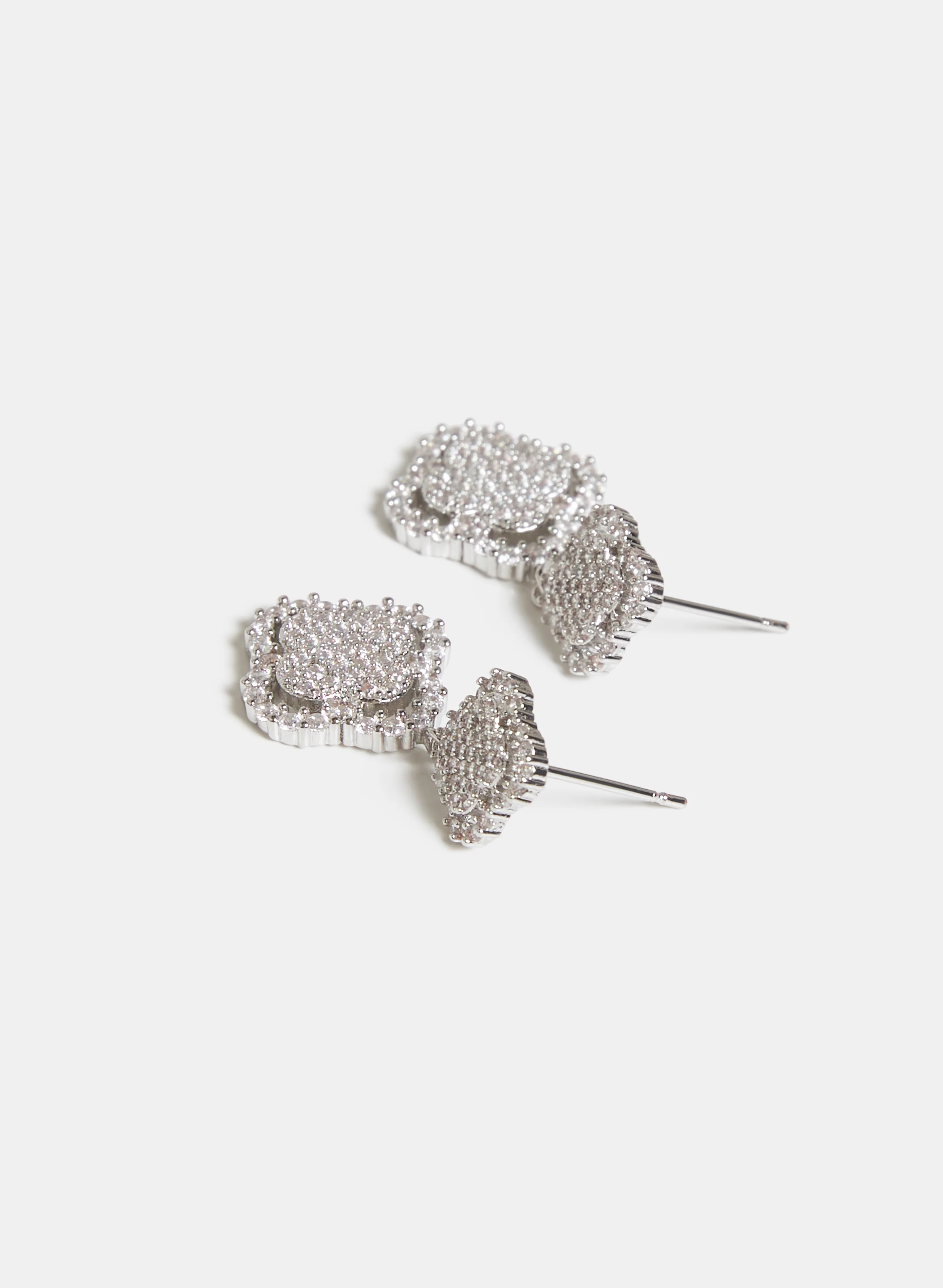 Tiered Cubic Zirconia Clover Earrings - Image 2