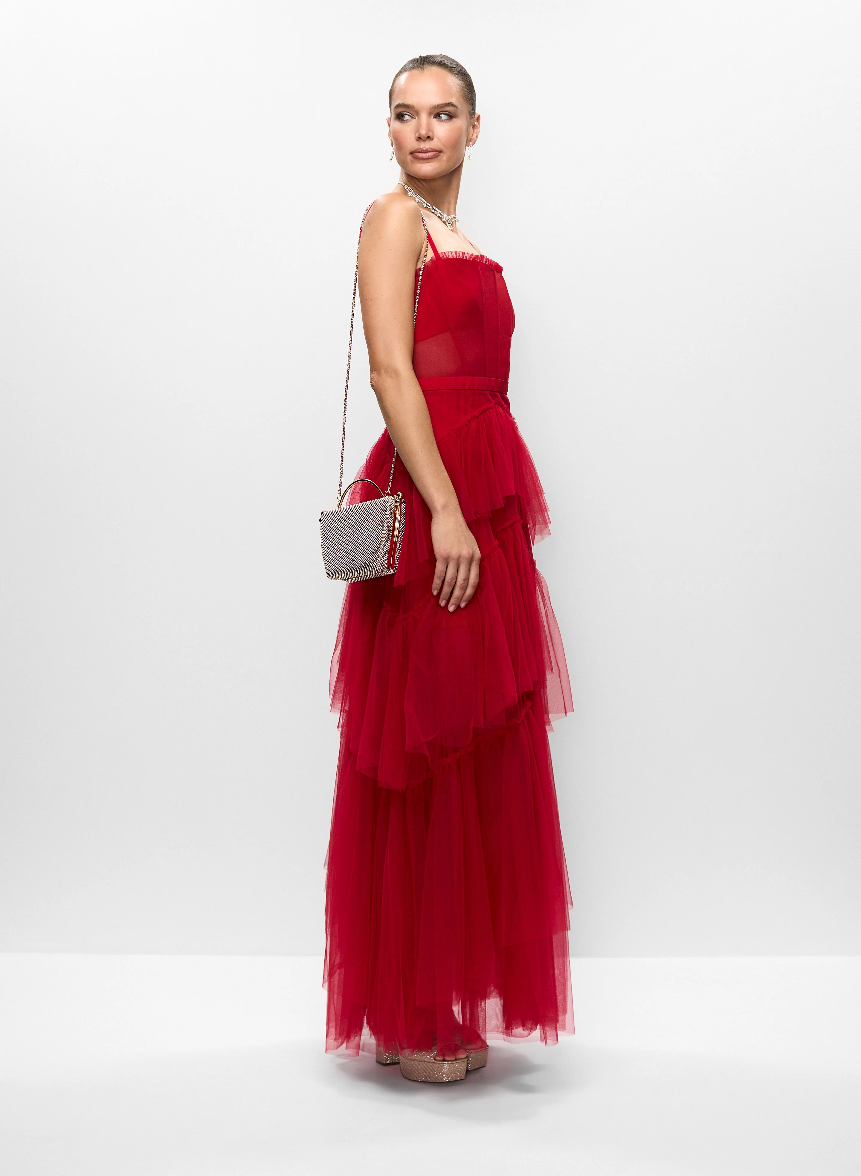 Tiered Mesh Corset Gown - Image 3