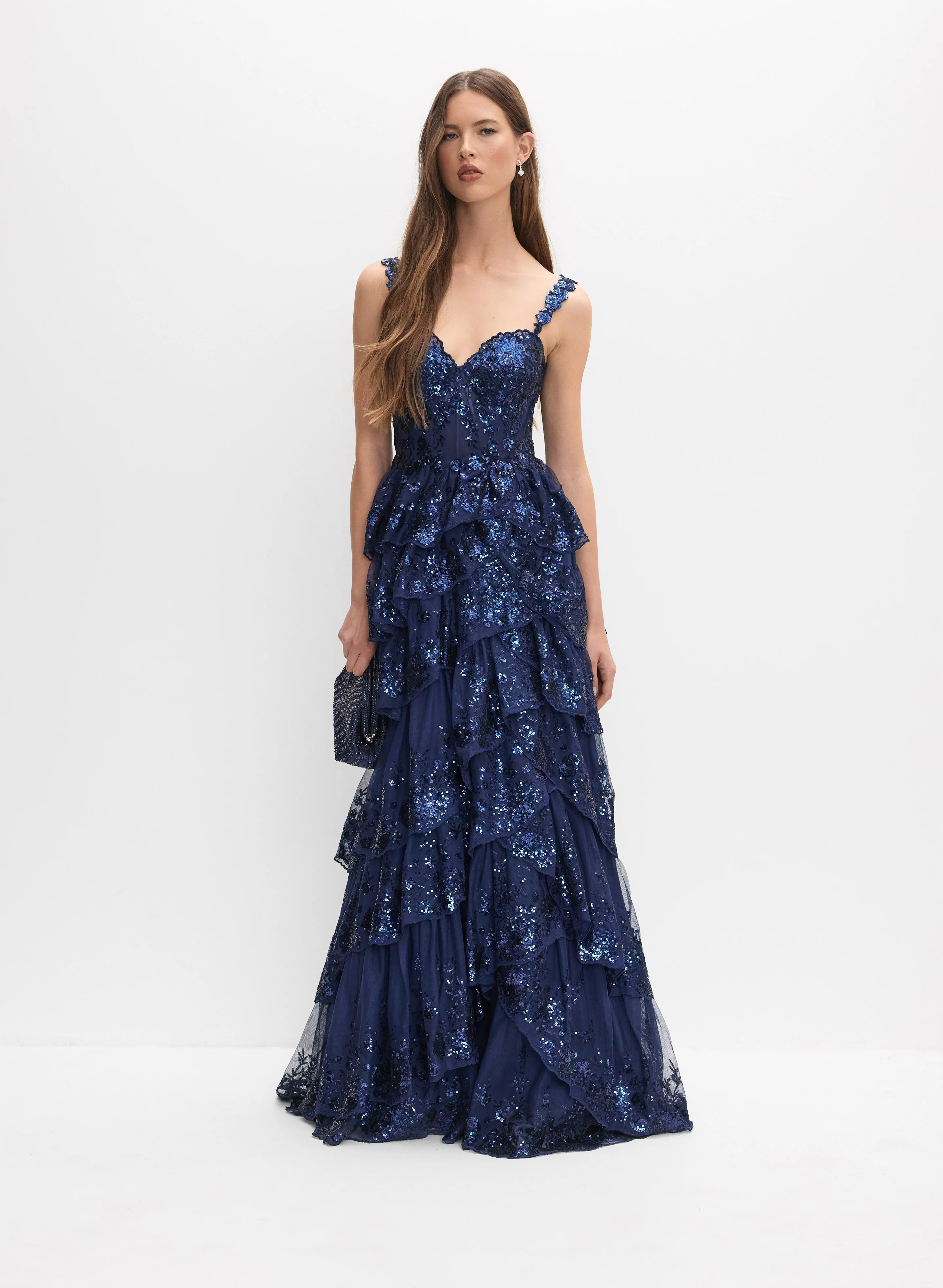 Tiered Sequin Gown