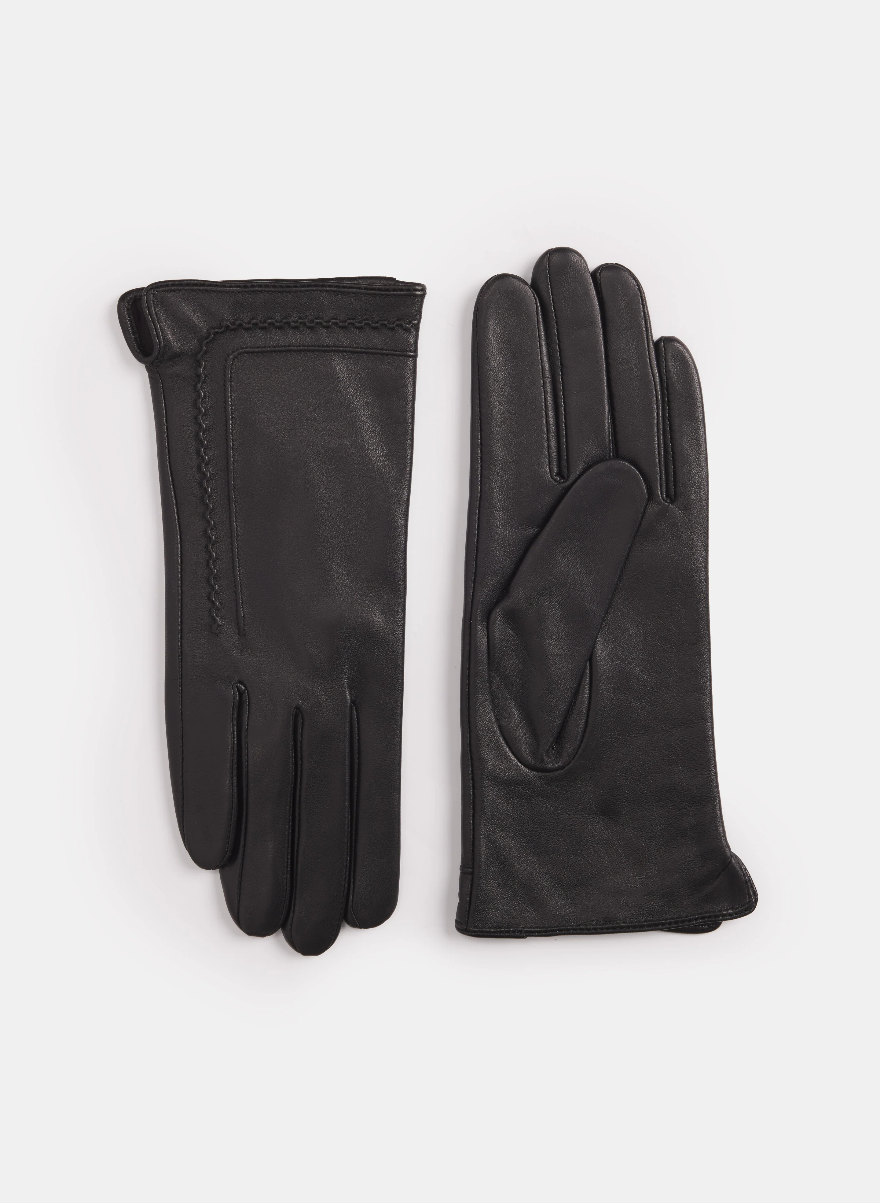 Topstitched Leather Gloves