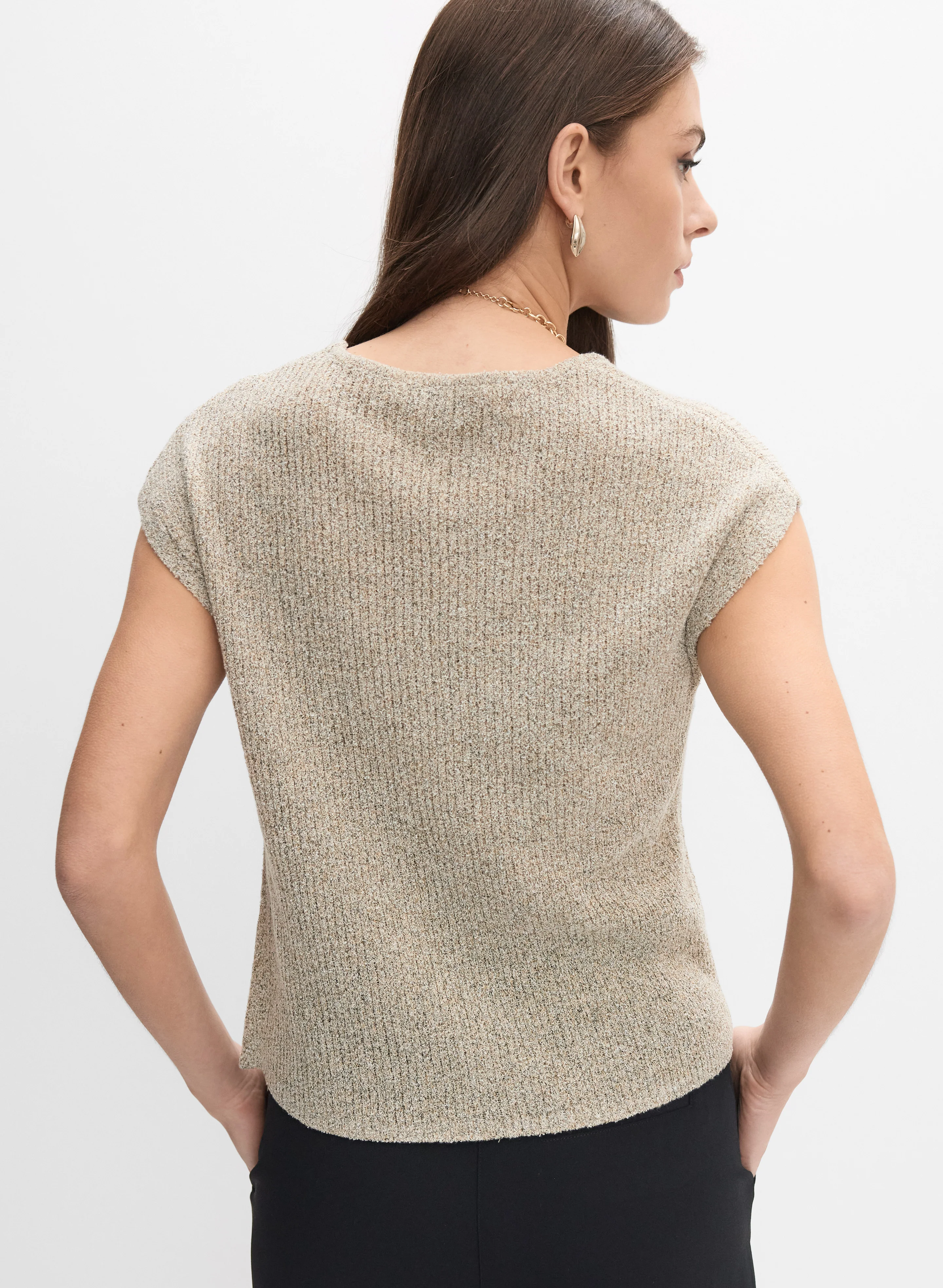 Two-Tone Cap Sleeve Pullover - Image 4