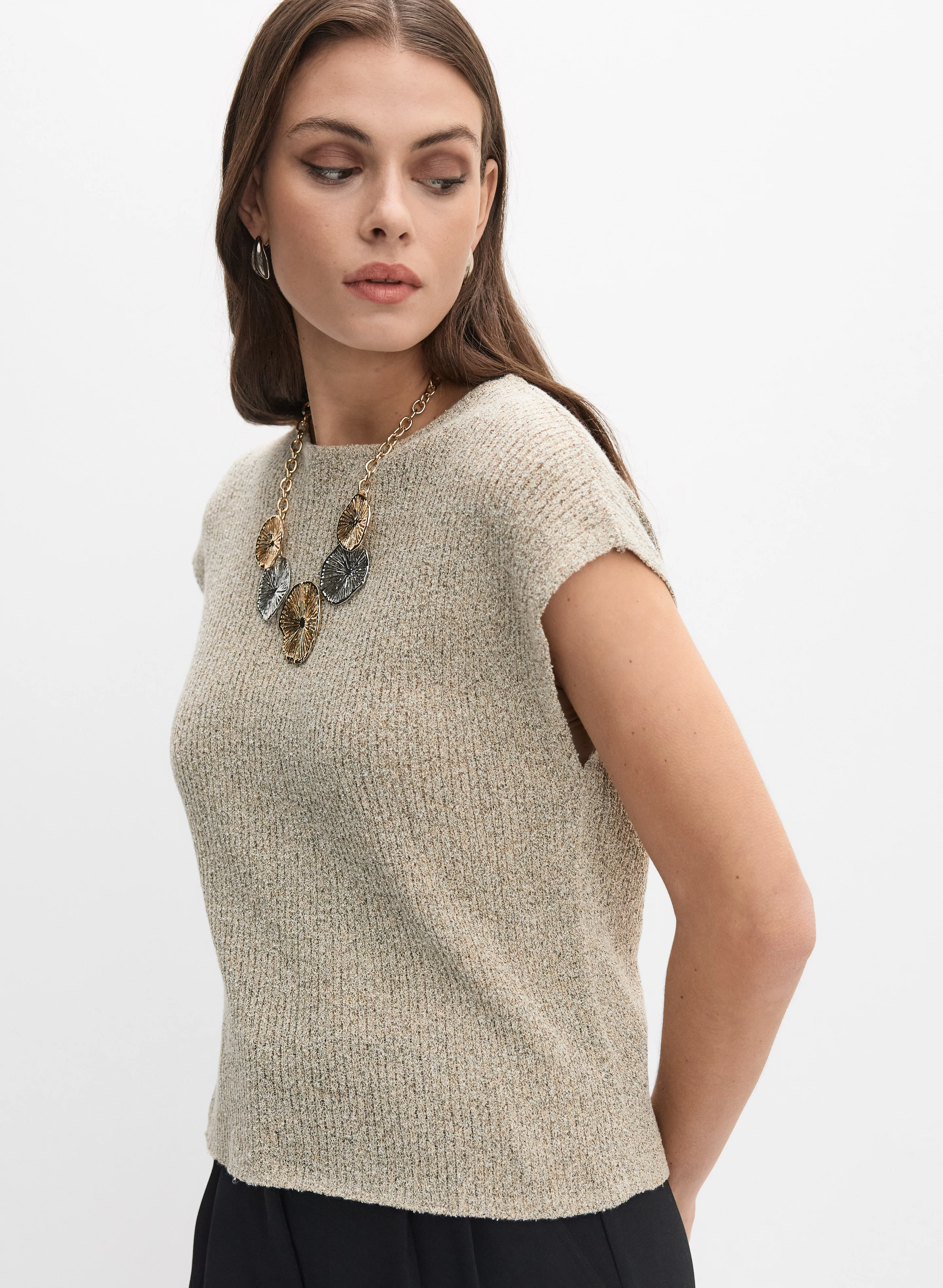 Two-Tone Cap Sleeve Pullover - Image 5