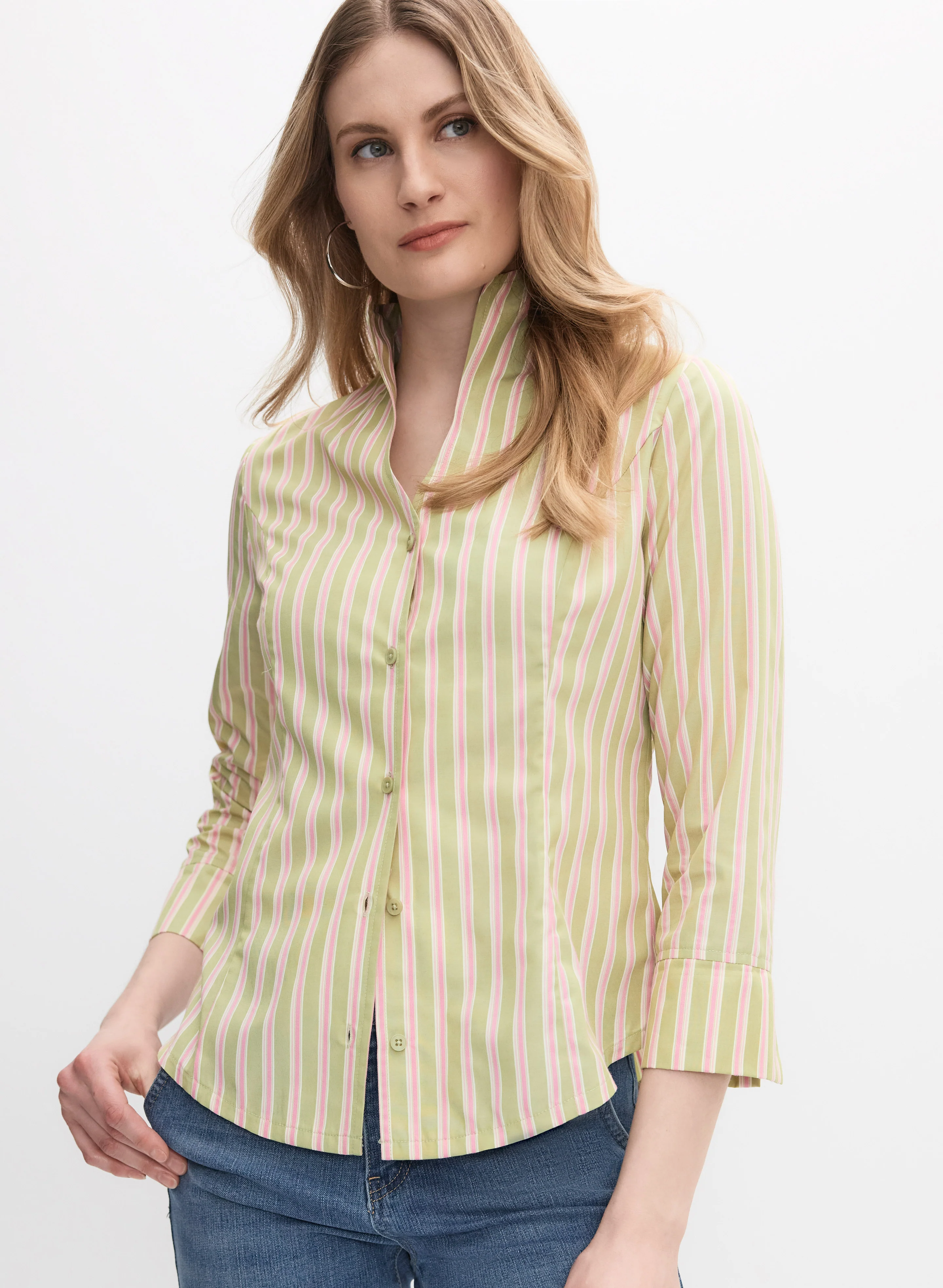 Two-Tone Stripe Blouse