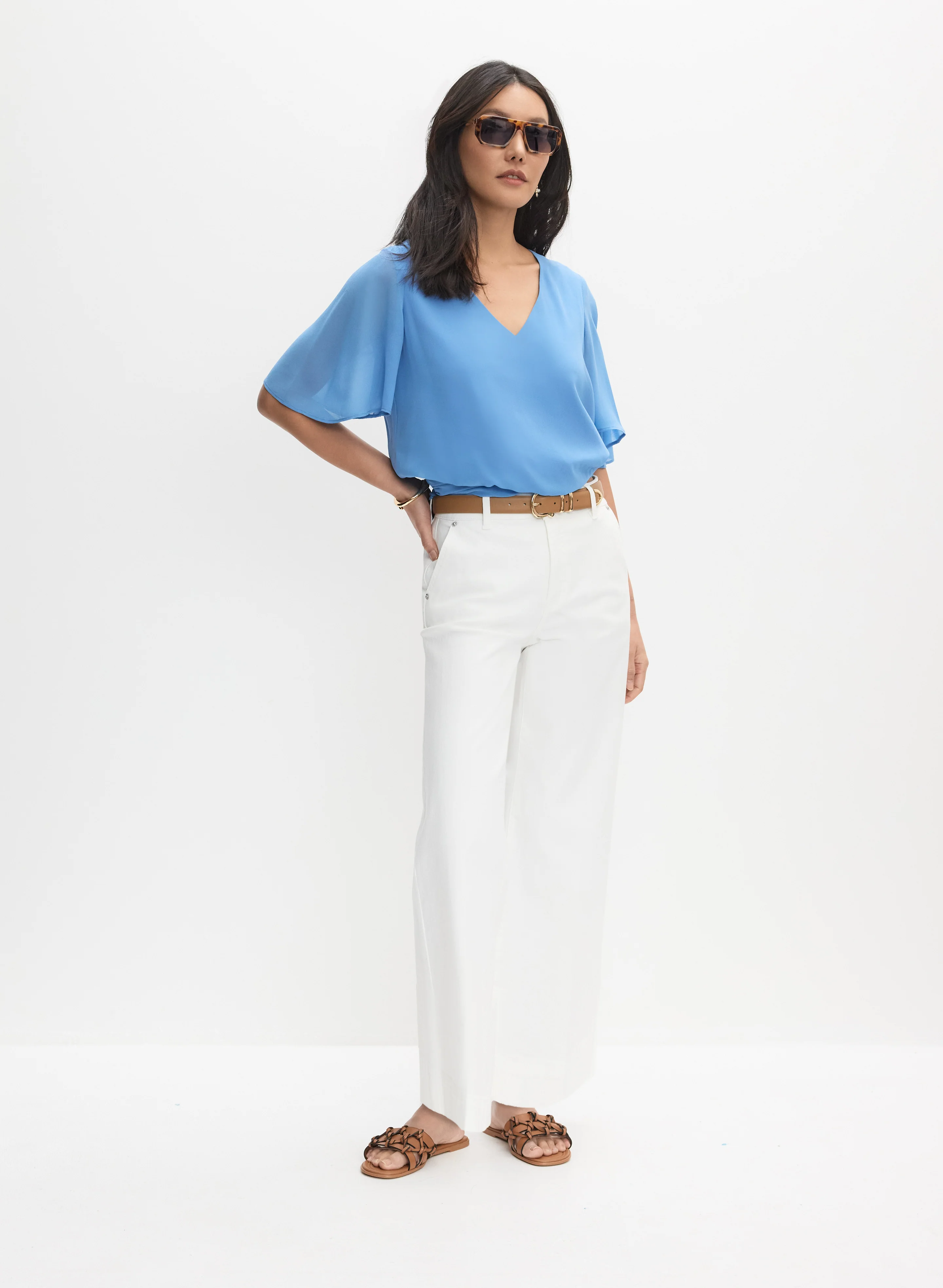 V-Neck Chiffon Blouse - Image 3