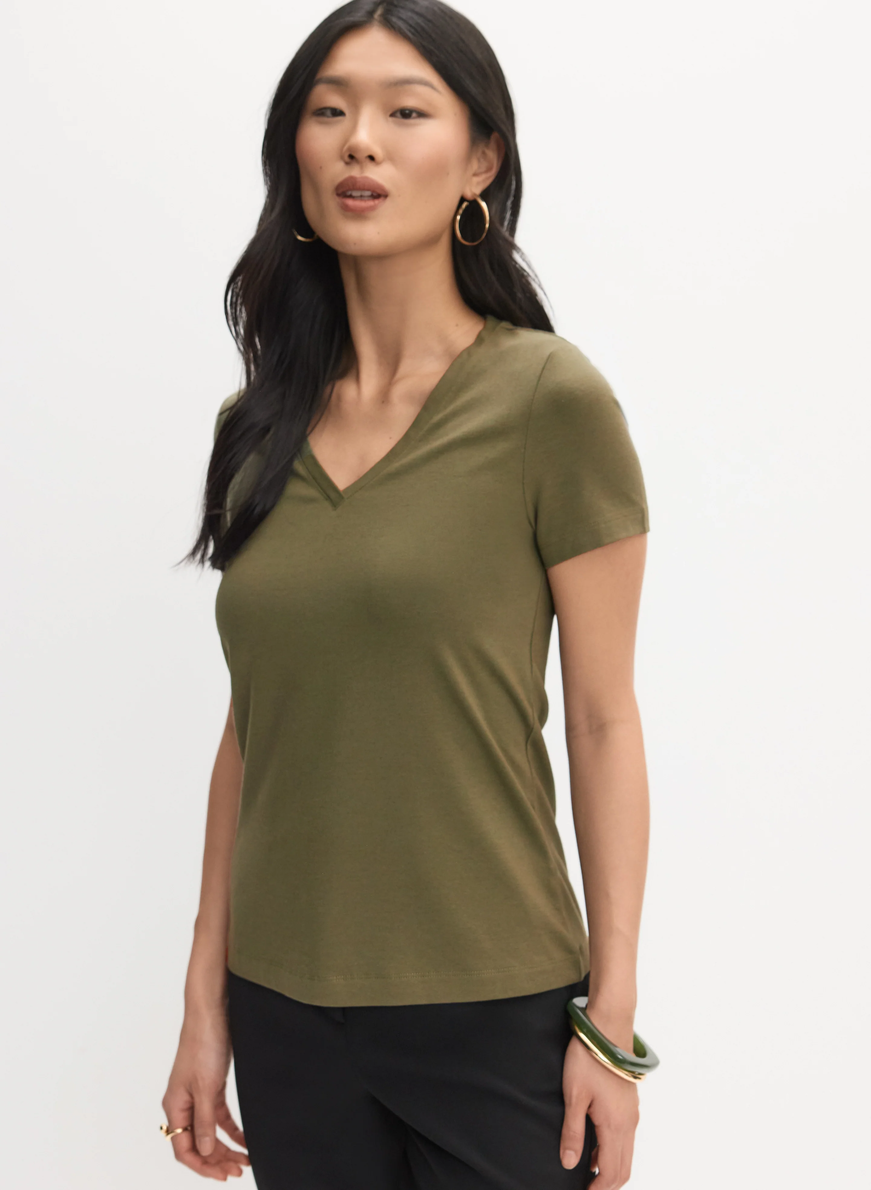 V-Neck Cotton T-Shirt - Image 5