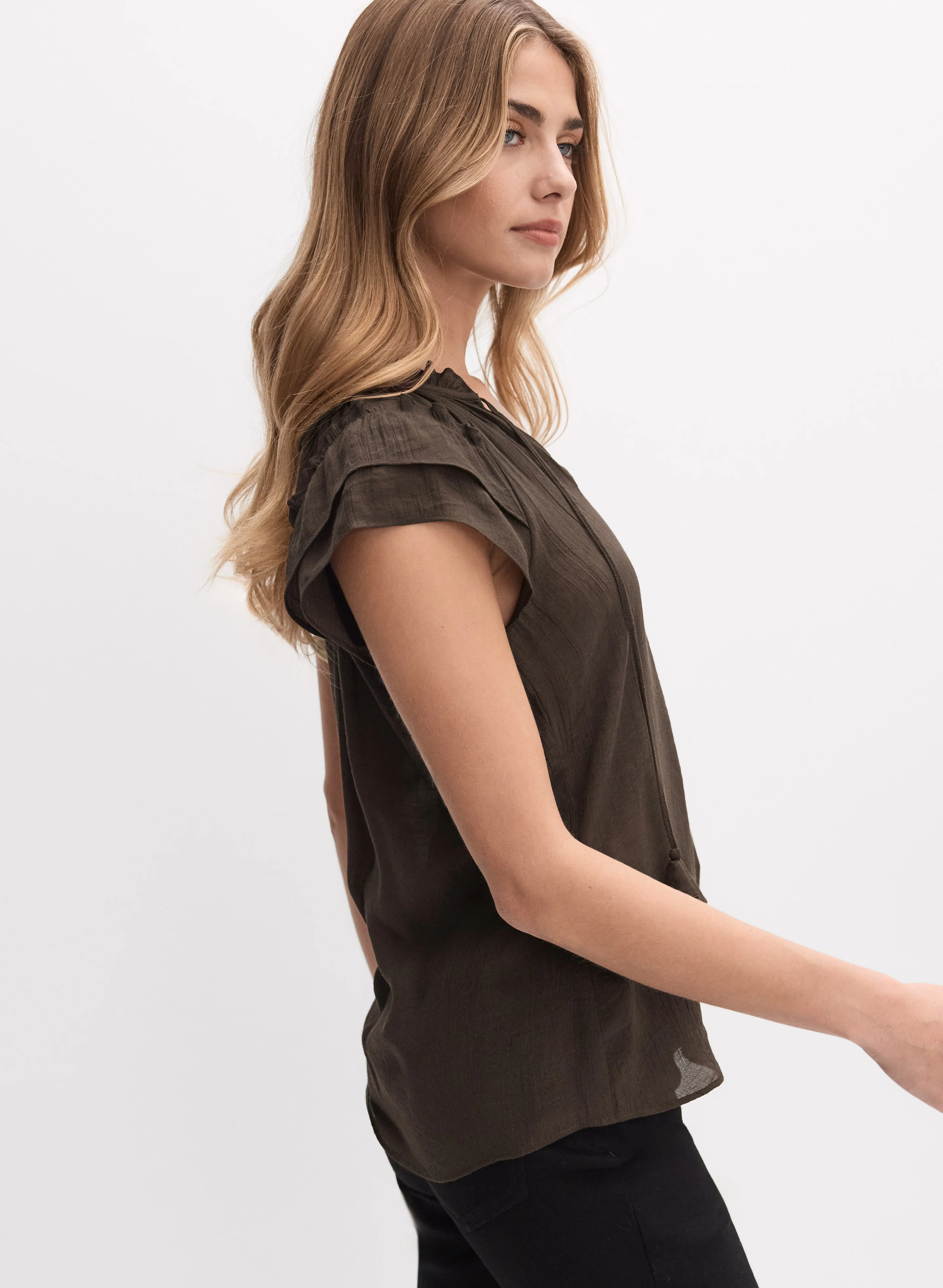 V-Neck Tassel Blouse - Image 5
