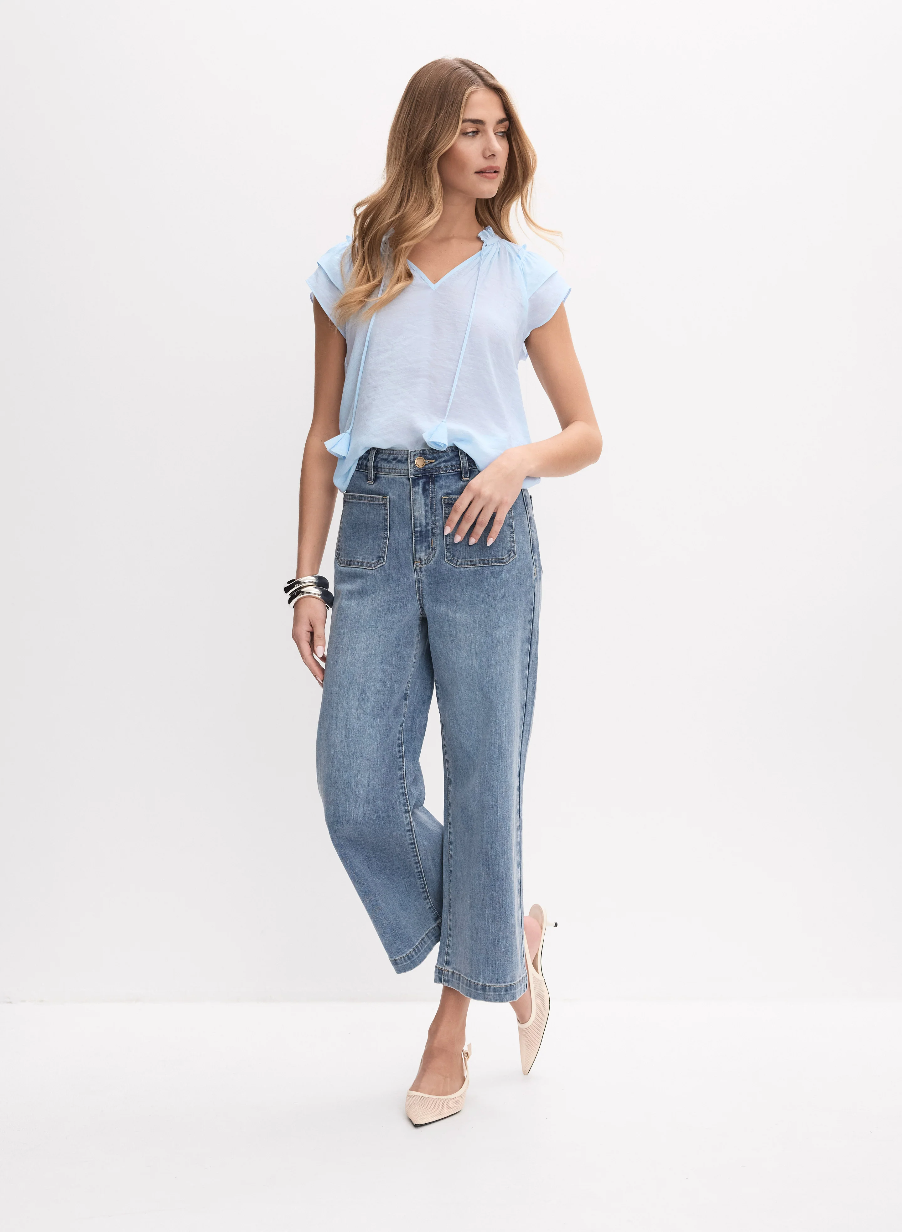 V-Neck Tassel Blouse - Image 3
