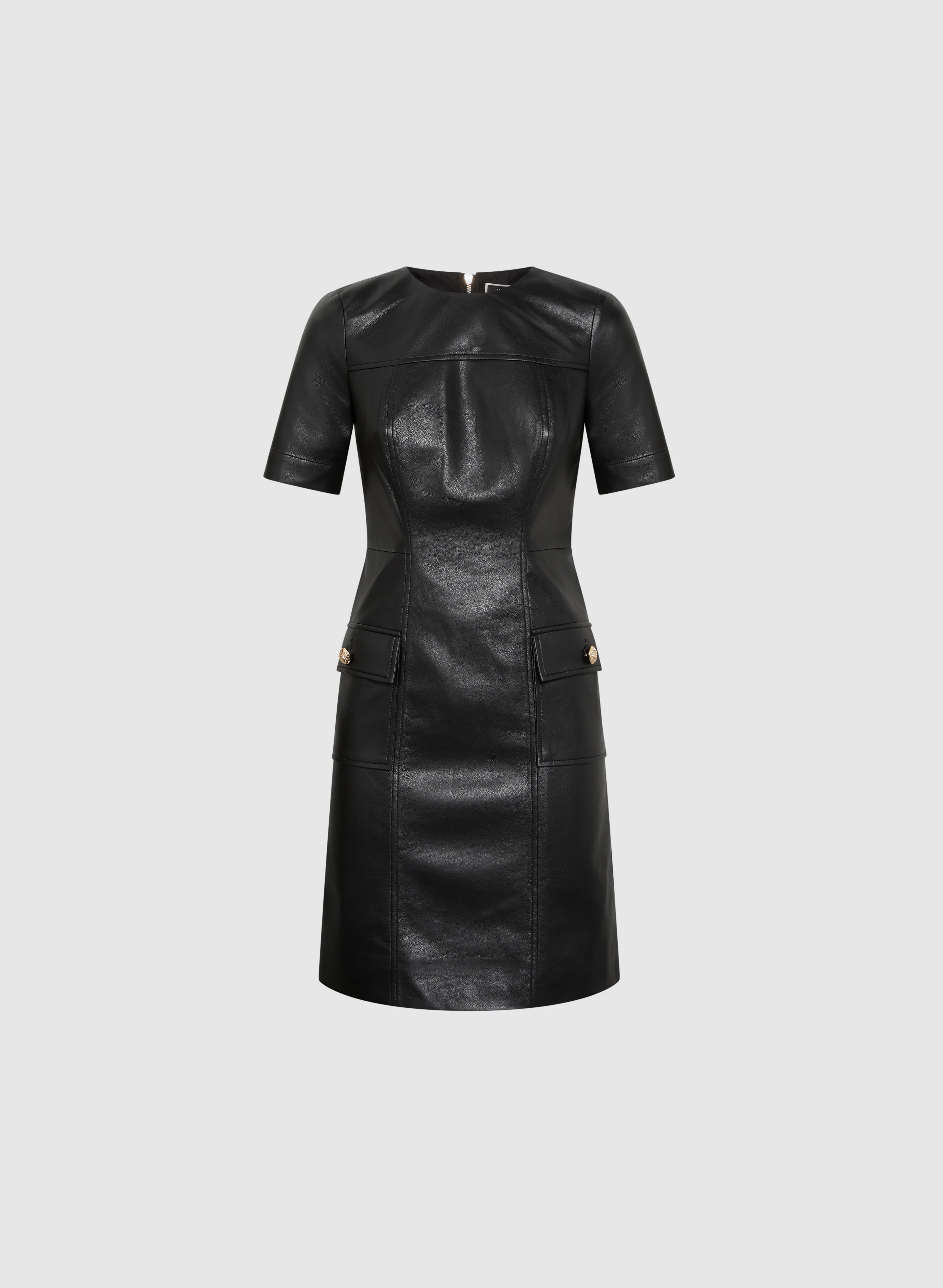 Vegan Leather Crew Neck Dress - Image 6