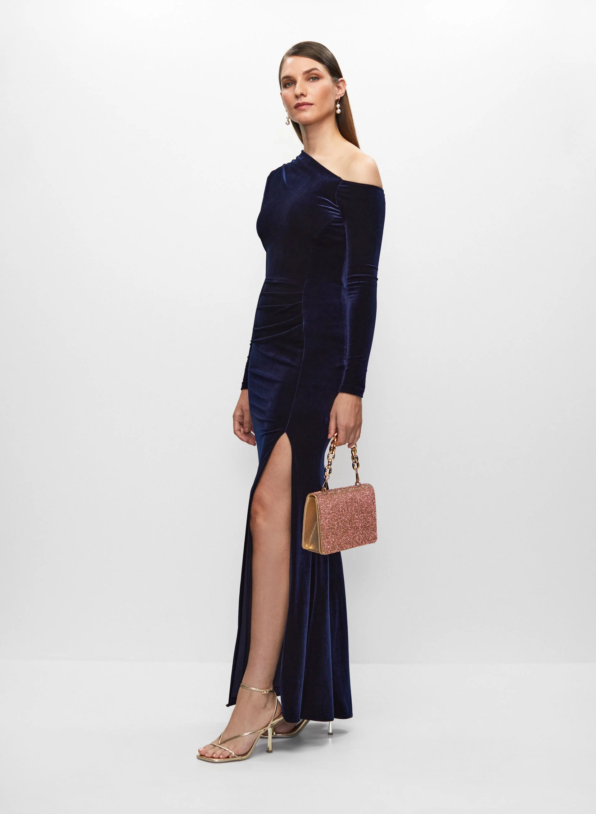 Velvet One-Shoulder Dress - Image 2