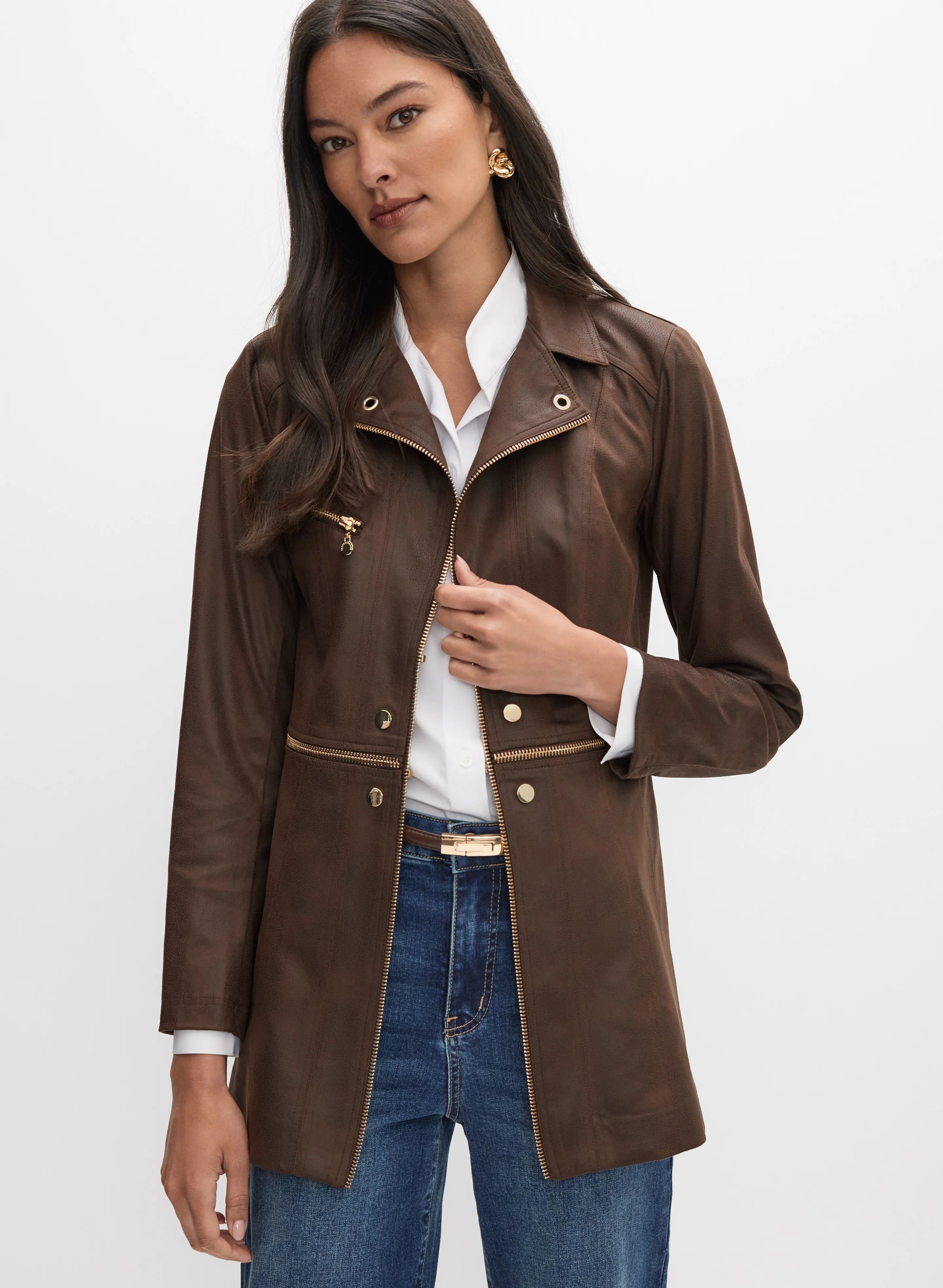 Vex - Long Faux-Suede Jacket