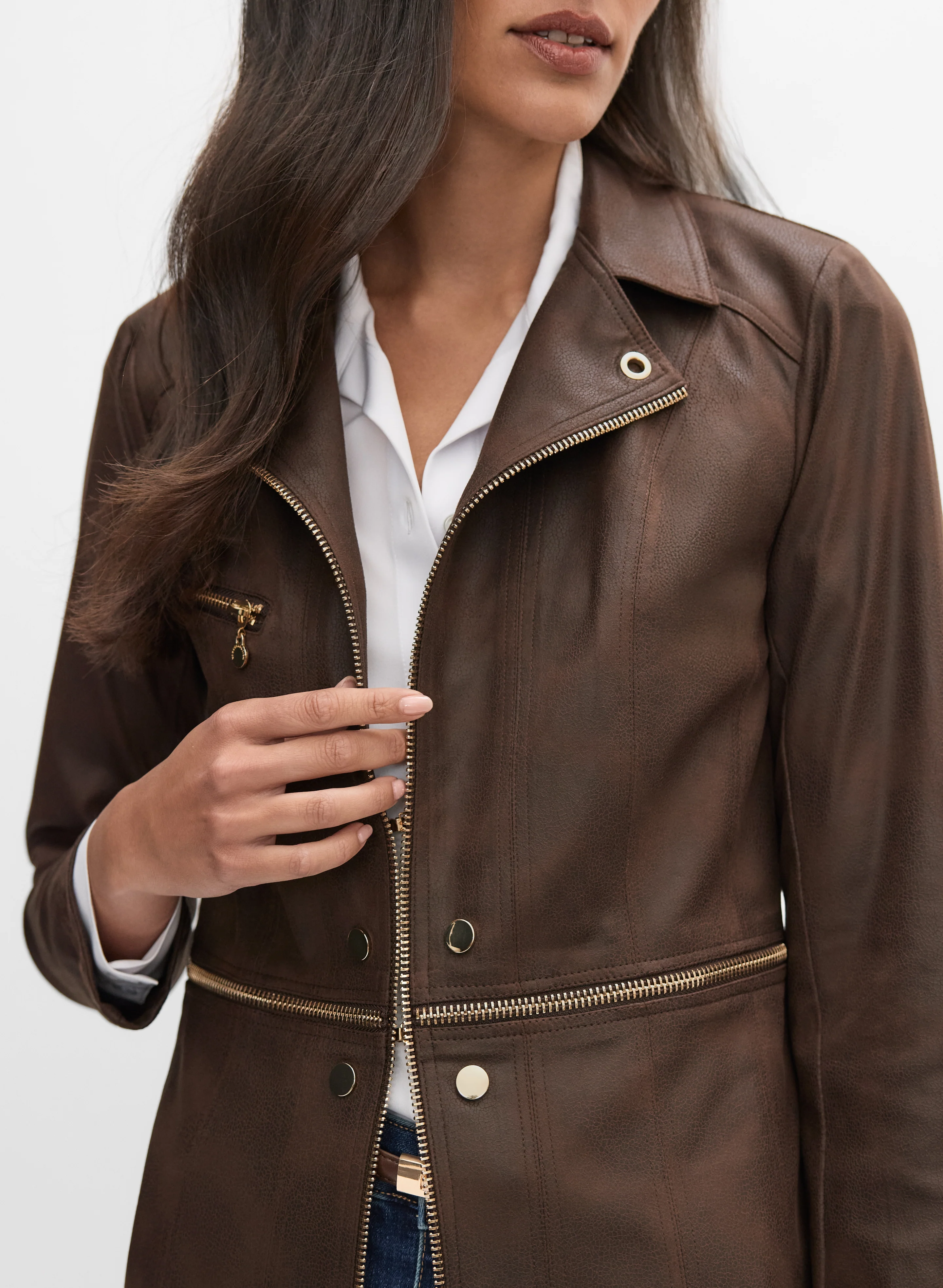 Vex - Long Faux-Suede Jacket - Image 2