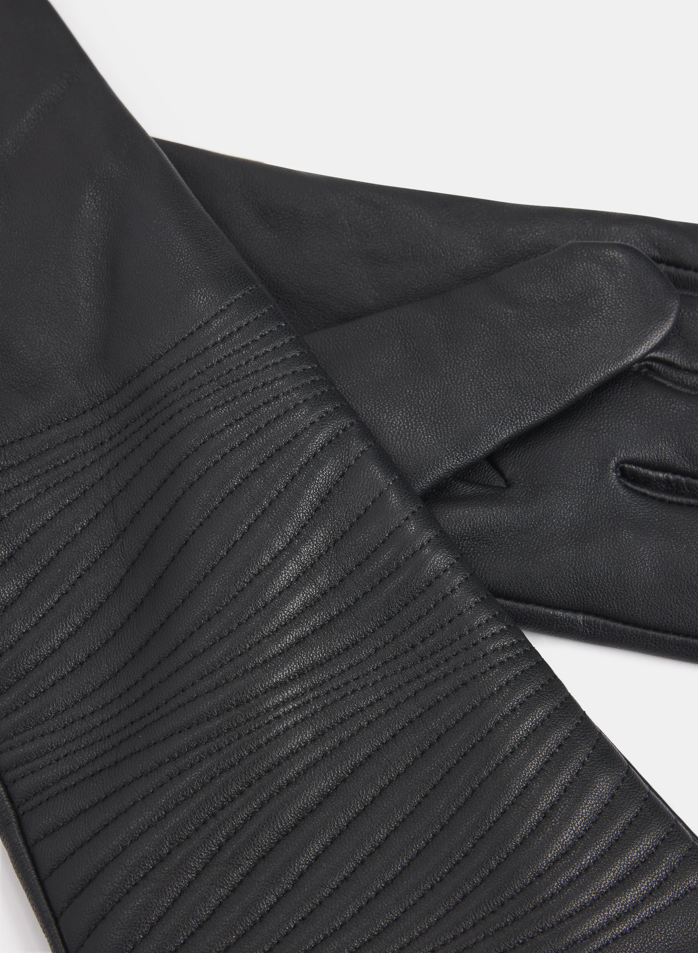 Wave Stitch Vegan Leather Gloves - Image 3
