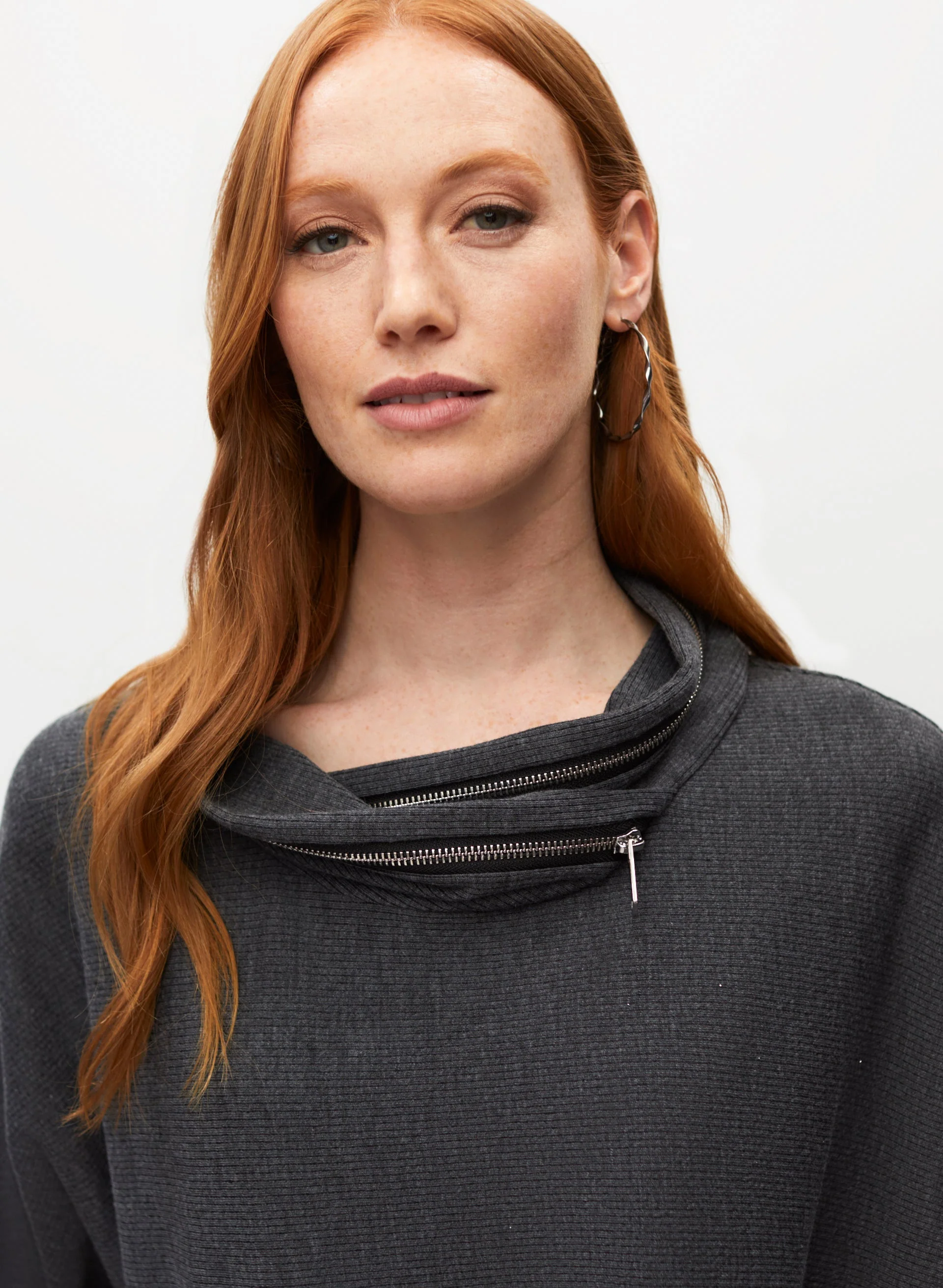 Zip Detail Funnel Neck Top - Image 2