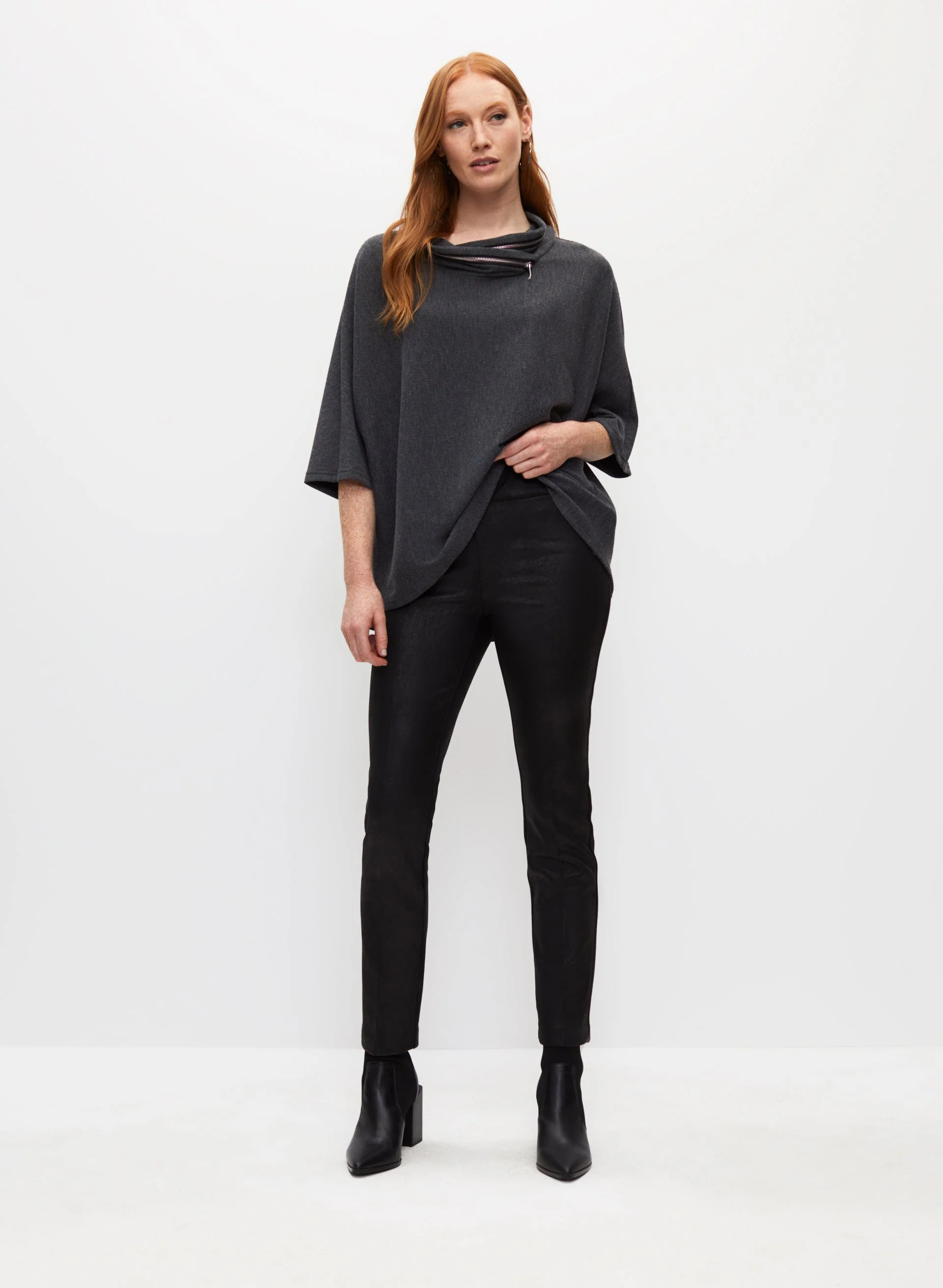 Zip Detail Funnel Neck Top - Image 3
