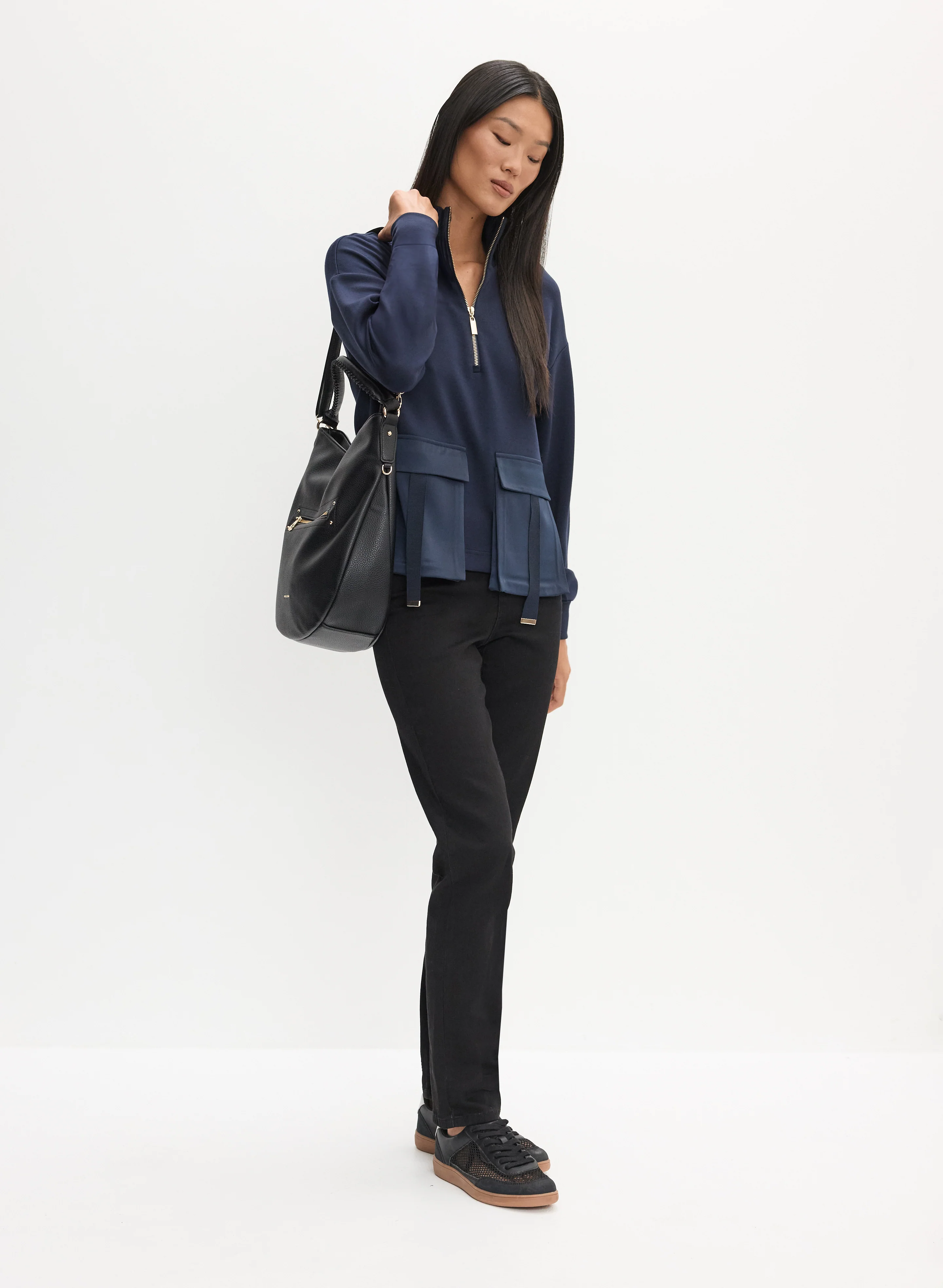 Zip Sweater & Straight Leg Jeans